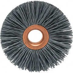 Brush Research Mfg. - 1-1/2" OD, 3/8" Arbor Hole, Crimped Abrasive Nylon Wheel Brush - 5/16" Face Width, 3/8" Trim Length, 20,000 RPM - Strong Tooling