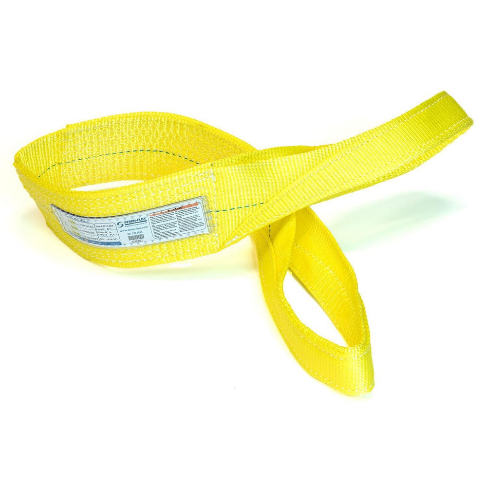 Slings & Tiedowns (Load-Rated); Sling Type: Eye & Eye; Length (Feet): 10; Vertical Capacity (Lb.): 6400; Choker Capacity (Lb.): 5000; Width (Inch): 4; Basket Capacity (Lb.): 12800; Eye Type: Flat Eye; Sling Material: Polyester; Sling Width: 4 in; Eye Leng