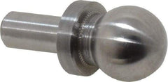 Jergens - 1/2" Ball Diam, 1/4" Shank Diam, Steel Inspection Tooling Ball - Slip-Fit Shank, 15/16" Ball Center to Shank Bottom, 0.4" Ball Center to Shoulder Bottom, with Shoulder - Strong Tooling