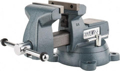 Wilton - 6" Jaw Width x 5-3/4" Jaw Opening Capacity, 4-1/8" Throat Depth, Bench & Pipe Combination Vise - 1/4 to 3-1/2" Pipe Capacity, Swivel Base, Bolt Down Attachment, Ductile Iron - Strong Tooling