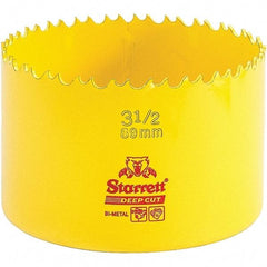 Starrett - 3-1/2" Diam, 2" Cutting Depth, Hole Saw - High Speed Steel Saw, Toothed Edge - Strong Tooling