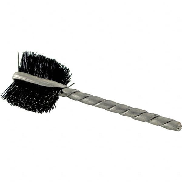 Brush Research Mfg. - 4 Rows x 19 Columns Nylon Scratch Brush - 5-3/4" Brush Length, 13-3/4" OAL, 1 Trim Length, Wood Curved Back Handle - Strong Tooling