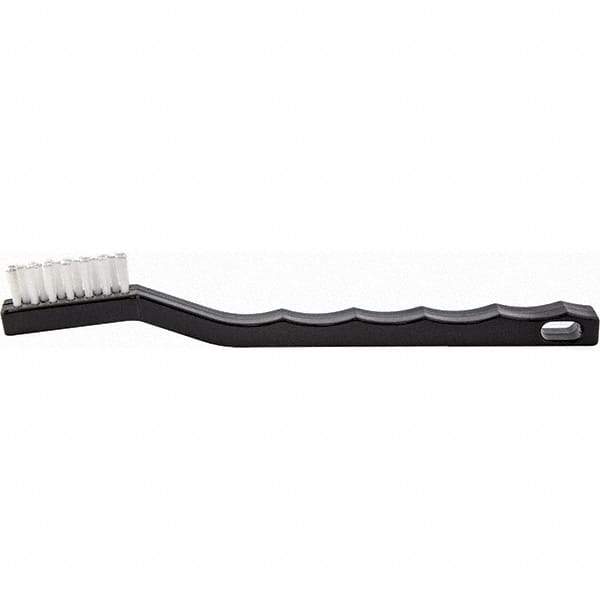Brush Research Mfg. - 3 Rows x 7 Columns Nylon Scratch Brush - 1/2" Brush Length, 7-1/4" OAL, 1/2 Trim Length, Wood Curved Back Handle - Strong Tooling