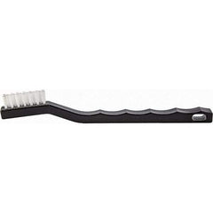 Brush Research Mfg. - 4 Rows x 7 Columns Nylon Scratch Brush - 1/2" Brush Length, 7-1/4" OAL, 1/2 Trim Length, Wood Curved Back Handle - Strong Tooling