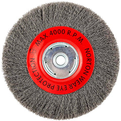 Norton - 8" OD, 5/8" Arbor Hole, Crimped Carbon Wheel Brush - Strong Tooling