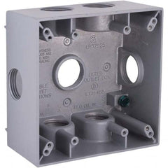 Hubbell-Raco - 4-1/2 x 4-1/2 x 2-1/4" Aluminum Square Weather Resistant Outlet Box - Strong Tooling