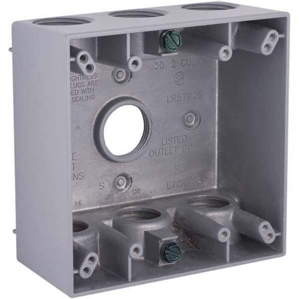 Hubbell-Raco - 4-1/2 x 4-1/2 x 2-1/4" Aluminum Square Weather Resistant Outlet Box - Strong Tooling