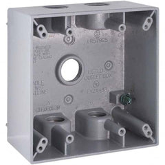 Hubbell-Raco - 4-1/2 x 4-1/2 x 2-1/4" Aluminum Square Weather Resistant Outlet Box - Strong Tooling