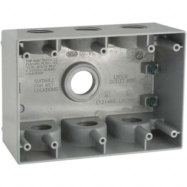 Hubbell-Raco - 4-1/2 x 6-3/8 x 2.781" Aluminum Rectangular Weather Resistant Outlet Box - Strong Tooling