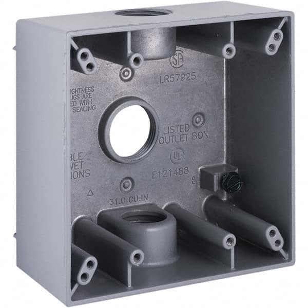 Hubbell-Raco - 4-1/2 x 4-1/2 x 2-1/4" Aluminum Square Weather Resistant Outlet Box - Strong Tooling