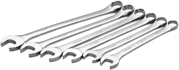 SK - 6 Piece, 25mm to 32mm, 12 Point Combination Wrench Set - Metric Measurement Standard, Full Polish Chrome Finish, Comes in Roll-Up Pouch - Strong Tooling