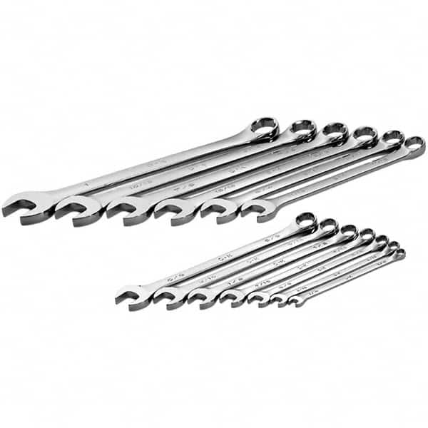 SK - 13 Piece, 1/4 to 1", Combination Wrench Set - Inch System of Measurement, Chrome Finish - Strong Tooling