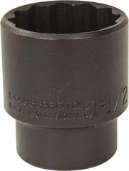 Proto - 1-1/2", 1/2" Drive, Standard Hand Socket - 12 Points, 2-1/4" OAL, Alloy Steel, Black Finish - Strong Tooling