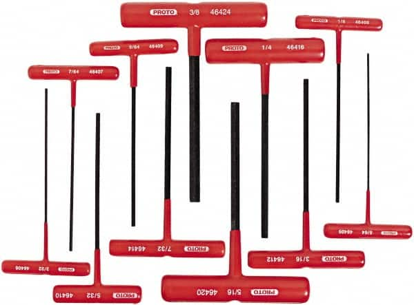 Proto - 11 Piece T-Handle Hex Key Set - Hex Range 5/64 to 3/8" - Strong Tooling