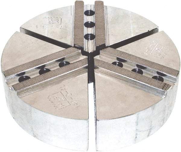 H & R Manufacturing - 15" Chuck Capacity, 1.5mm x 60° Serrated Attachment, Round Soft Lathe Chuck Jaw - 3 Jaws, Aluminum, 1.69" Btw Mount Hole Ctrs, 7-1/2" Long x 15" Wide x 4" High, 1" Groove, 20mm Fastener - Strong Tooling