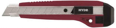 Hyde Tools - Snap Utility Knife - 18mm Blade, Red & Black Polystyrene (High Impact) Handle, 3 Blades Included - Strong Tooling