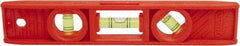 Stanley - 9" Long 3 Vial Torpedo Level - ABS Plastic, Orange, 1 45°, 1 Level & 1 Plumb Vials - Strong Tooling