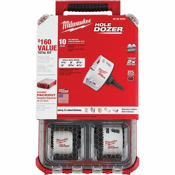 Milwaukee Tool - Hole Saw Kits Minimum Saw Diameter (Inch): 1-1/2 Maximum Saw Diameter (Inch): 4-1/4 - Strong Tooling