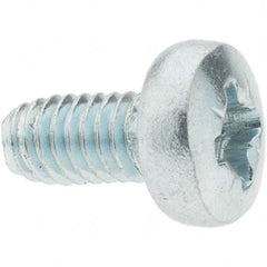 M4x0.7 Coarse 40mm Long Pozi Thread Cutting Screw 12L14 Steel, Pan Head, Self Drilling Point, Zinc-Plated