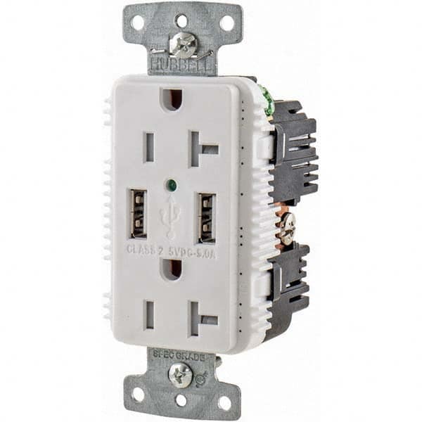 Hubbell Wiring Device-Kellems - USB Receptacles Number of USB Ports: 2 Number of Receptacles: 2 - Strong Tooling