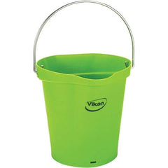 Vikan - 1-1/2 Gal, 7.1" High, Polypropylene Round Lime Green Single Pail with Pour Spout - Handle Included, 10" Top Diam - Strong Tooling