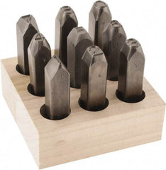 C.H. Hanson - 9 Piece, 1/2" Character Steel Stamp Set - Figures, Reverse - Strong Tooling