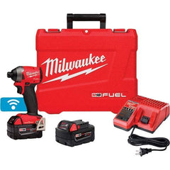 Milwaukee Tool - 18 Volt, 1/4" Drive, 167 Ft/Lb Torque, Cordless Impact Driver - Pistol Grip Handle, 3600 RPM, 2 Lithium-Ion Batteries Included - Strong Tooling