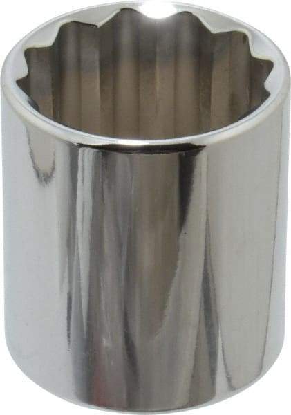 Proto - 1/2" Drive, Standard Hand Socket - 12 Points, 1-25/32" OAL, Alloy Steel, Chrome Finish - Strong Tooling