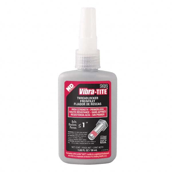 Vibra-Tite - 50 mL Bottle, Red, High Strength Primerless Threadlocker - Strong Tooling