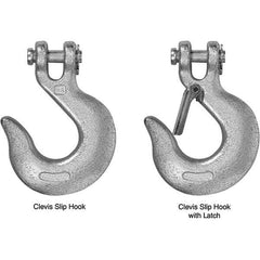 Campbell - 1/4" Chain Diam, 43 Chain Grade Clevis Hook - 2,600 Lb Capacity, 7/16" ID, 3/8" Pin Diam, 1" Hook Throat, 4-1/4" OAL, 2-3/16" Hook Width - Strong Tooling