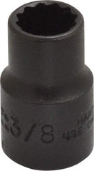 Proto - 3/8", 3/8" Drive, Standard Hand Socket - 12 Points, 1-3/32" OAL, Alloy Steel, Black Finish - Strong Tooling