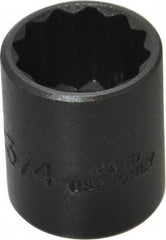 Proto - 3/4", 3/8" Drive, Standard Hand Socket - 12 Points, 1-3/16" OAL, Alloy Steel, Black Finish - Strong Tooling