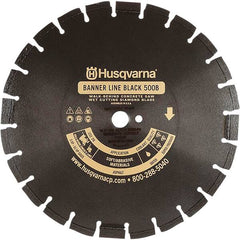 Husqvarna - 14" Diam, 1" Arbor Hole Diam, Continuous Edge Tooth Wet & Dry Cut Saw Blade - Diamond-Tipped, General Purpose Action, Standard Round Arbor - Strong Tooling