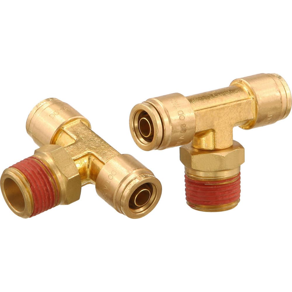 Metal Push-To-Connect Tube Fittings; Fitting Type: TEE BRCH SWV; Connection Type: Push-to-Connect x MNPT; Material: Brass; Thread Size: 1/4″; Tube Outside Diameter: 1/4; Fitting Shape: Tee; Maximum Working Pressure (Psi - 3 Decimals): 250.000; Standards: