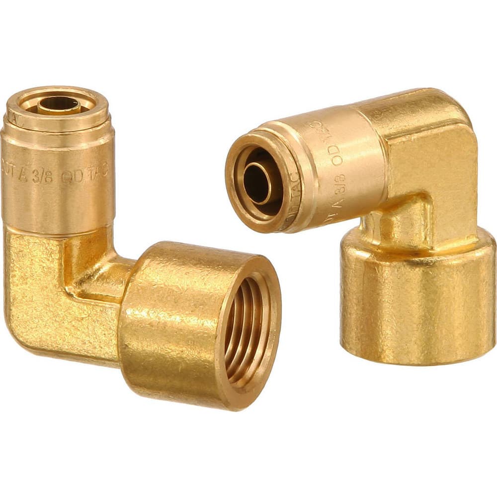 Metal Push-To-Connect Tube Fittings; Fitting Type: ELBOW; Connection Type: Push-to-Connect x FNPT; Material: Brass; Thread Size: 1/4″; Tube Outside Diameter: 1/4; Fitting Shape: 90 ™ Elbow; Maximum Working Pressure (Psi - 3 Decimals): 250.000; Standards: