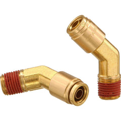 Metal Push-To-Connect Tube Fittings; Fitting Type: 45 ™ EL; Connection Type: Push-to-Connect x MNPT; Material: Brass; Thread Size: 3/4″; Tube Outside Diameter: 3/4; Fitting Shape: 45 ™ Elbow; Maximum Working Pressure (Psi - 3 Decimals): 250.000; Standards