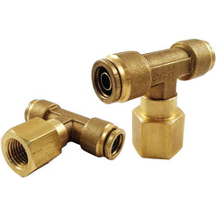 Metal Push-To-Connect Tube Fittings; Fitting Type: TEE BRCH SWV; Connection Type: Push-to-Connect x FNPT; Material: Brass; Thread Size: 1/4″; Tube Outside Diameter: 3/8; Fitting Shape: Tee; Maximum Working Pressure (Psi - 3 Decimals): 250.000; Standards: