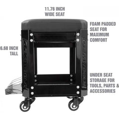 Creepers & Seats; Load Capacity: 280; Load Capacity (Lb.): 280; Number of Wheels: 4.000; Material: Vinyl Foam; Steel; Color: Black; Overall Length: 11.76; Overall Height: 16.68 in; Overall Width: 12; Features: Vinyl Foam Padded Seat For Maximum Comfort; T