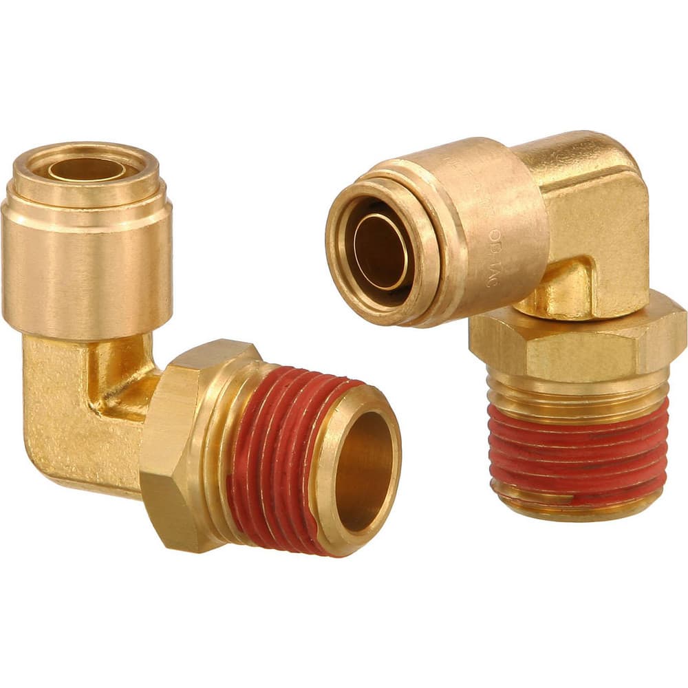 Metal Push-To-Connect Tube Fittings; Fitting Type: EL SWV; Connection Type: Push-to-Connect x MNPT; Material: Brass; Thread Size: 1/2″; Tube Outside Diameter: 1/4; Fitting Shape: 90 ™ Elbow; Maximum Working Pressure (Psi - 3 Decimals): 250.000; Standards: