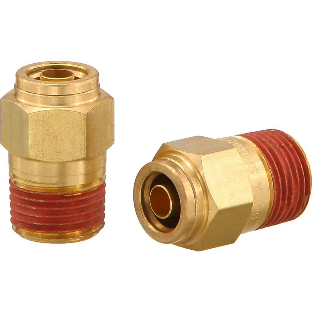 Metal Push-To-Connect Tube Fittings; Fitting Type: CONN; Connection Type: Push-to-Connect x MNPT; Material: Brass; Thread Size: 3/8″; Tube Outside Diameter: 5/8; Fitting Shape: Straight; Maximum Working Pressure (Psi - 3 Decimals): 250.000; Overall Length