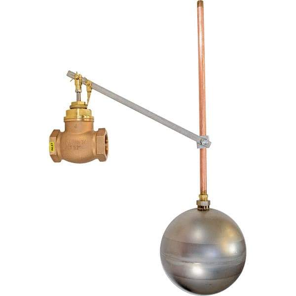 Control Devices - 1" Pipe, Brass & Bronze, Globe Pattern-Single Seat, Mechanical Float Valve - 100 psi, FIP x FIP End Connections - Strong Tooling