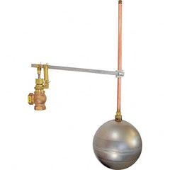 Control Devices - 1/2" Pipe, Brass & Bronze, Angle Pattern-Single Seat, Mechanical Float Valve - 100 psi, FIP x FIP End Connections - Strong Tooling