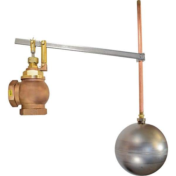 Control Devices - 2" Pipe, Brass & Bronze, Angle Pattern-Single Seat, Mechanical Float Valve - 75 psi, FIP x FIP End Connections - Strong Tooling