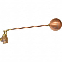 Control Devices - 1-1/2" Pipe, Brass & Bronze, Angle Pattern-Double Seat, Mechanical Float Valve - 100 psi, FIP End Connections - Strong Tooling