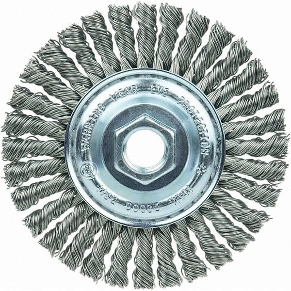 Weiler - 4" OD, 5/8-11 Arbor Hole, Stringer Bead Steel Wheel Brush - 3/16" Face Width, 7/8" Trim Length, 20,000 RPM - Strong Tooling