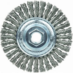 Weiler - 4" OD, 5/8-11 Arbor Hole, Stringer Bead Steel Wheel Brush - 3/16" Face Width, 7/8" Trim Length, 20,000 RPM - Strong Tooling