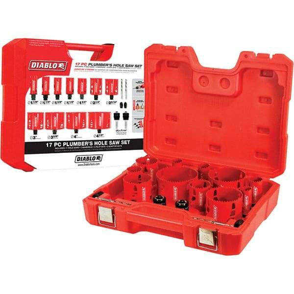 Freud - Hole Saw Kits Minimum Saw Diameter (Inch): 1-1/8 Maximum Saw Diameter (Inch): 4.5200 - Strong Tooling