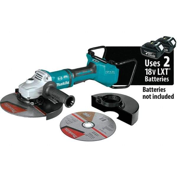 Makita - 9" Wheel Diam, 6,000 RPM, Cordless Angle & Disc Grinder - 5/8-11 Spindle, 36 Volts - Strong Tooling