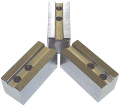 H & R Manufacturing - 24" Chuck Capacity, 3mm x 60° Serrated Attachment, Square Soft Lathe Chuck Jaw - 3 Jaws, Steel, 3.15" Btw Mount Hole Ctrs, 8-1/2" Long x 2-1/2" Wide x 5" High, 0.984" Groove, 20mm Fastener - Strong Tooling