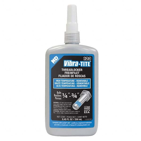 Vibra-Tite - 250 mL Bottle, Blue, Medium Strength High Temp Threadlocker - Strong Tooling